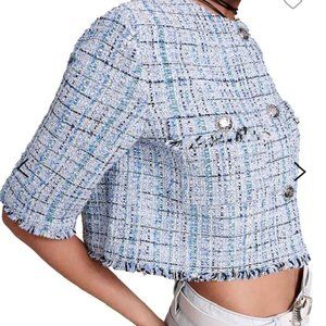 Maje Tweed Cropped Blazer